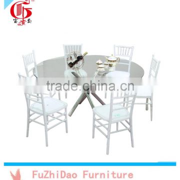 Round glass heavy-duty dining table and chairs set