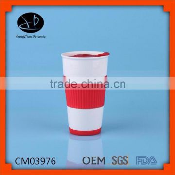 ceramic type coffee ceramic mug, rubber bottom white mug