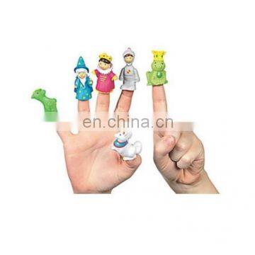 Plastic cartoon custom pvc finger pupets, OEM design santa claus finger puppet for kids
