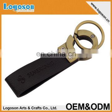 Fashion customized metal keychain leather strap keyring