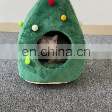 New Dog cat Cartoon Christmas tree hole bed pet Cat house Bed Soft Padded pet gift