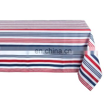 100% Polyester Printed Red And Blue Stripe Table Cloth