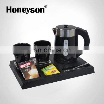 Honeyson hotel electrical appliances mini electric kettle with tray set