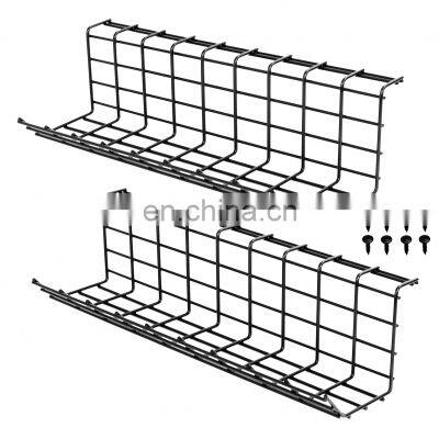 Storage Baskets Black Rack Holder Mesh Home Office Table Organizer Metal Wire Tray Under Desk Cable Management Storage Baskets