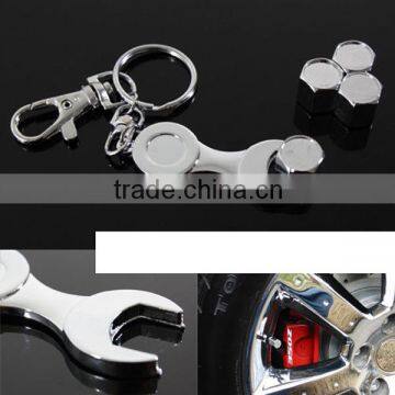 Car Wheel Tire Tyre Stem Air Cover Valve Caps 4Pcs with Wrench Keychain