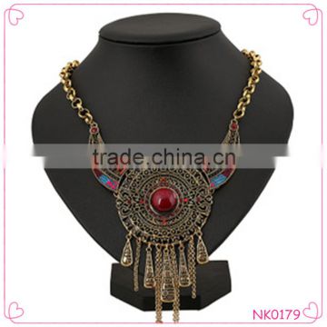 Hot sale new deisgn national style necklace heavy pendant necklace gemstone jewelry