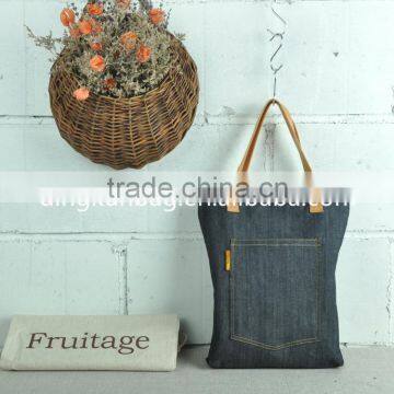 2015 high quality denim shopping bag, tote bag, promotional bag