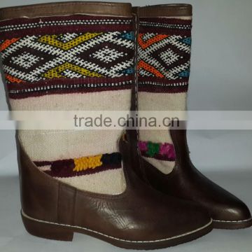 Brown handmade moroccan Kilim Boot size 38