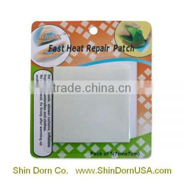 Custom plastic iron on patch with heatable fabric