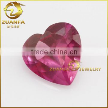 Wuzhou 3# good selling heart cut 8*8mm lab created ruby stone