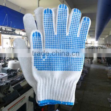 pvc dotted cotton gloves, knitted cotton hand gloves,safety work gloves,poly cotton gloves/guantes de puntos de PVC 082