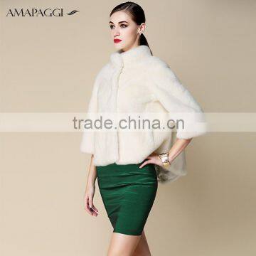 Korean style white mink short fur coat wholesale