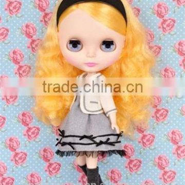 High quality long yellow deep curly neo blythe doll wig