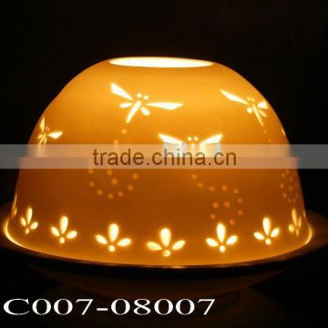 Porcelain Dragonfly Candle Holder - Dome shape-BC007-08007