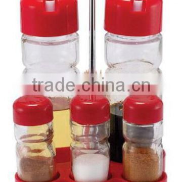 spice bottle glass olive oil and vinegar bottles with plastic rack