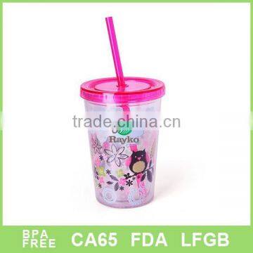 350ml straw mug with flat lid Kids straw mug