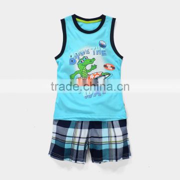 S16042A Wholesale Child Sleepwear Two Pieces 100% Cotton Kids Pajamas Clothing Sets