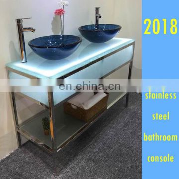 custom hotel guest room vanity console made of stainless chrome polished
