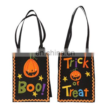 Wholesale halloween felt pumpkin candy tote bag for kids trick or treat bag