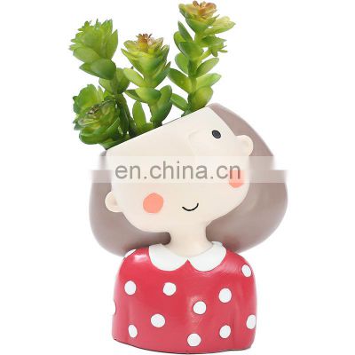 Resin succulent flower pot cute cartoon wreath girl potted plant