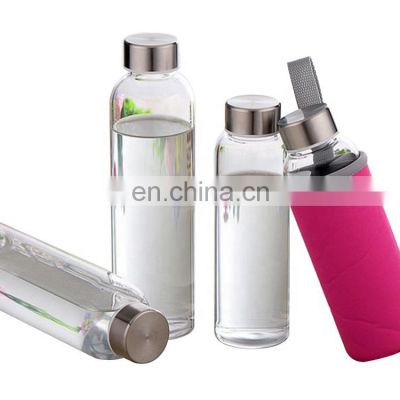 420ml Hot Sale Custom Glass Bottle Drinking Water with Sleeve