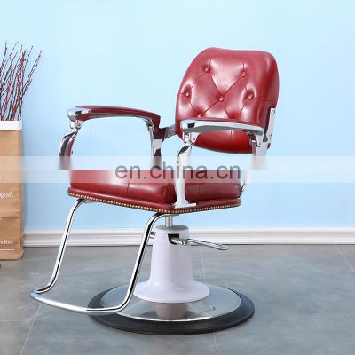 Wholesale Top Rating Vintage Reclining Barber Chairs Antique Durable Brown Gold Base Hair Barbershop Salon Furniture