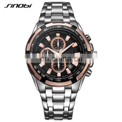 Sinobi Cool Chronograph Watch For Man Full Steel Band Wristwatch China Supplier Original Designer Reloj S9720G