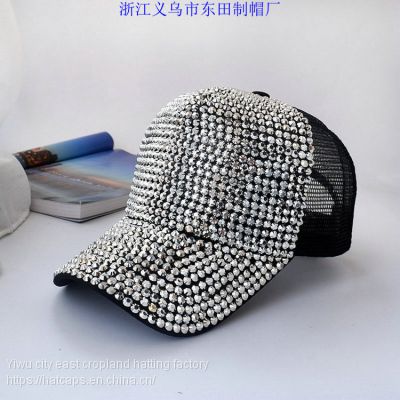 Summer purple shade duck tongue baseball cap set auger diamond mesh breathable hat ms point drill
