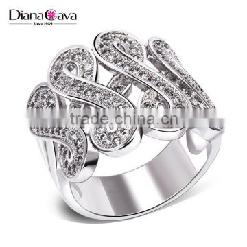Luxury Design Jewelry Quality Zircon Crystal Pave Setting 8 Shape Party Ring