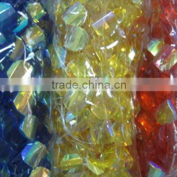 GLASS BEADS, SQUARE BEADS, 20X20MM WITH AB RAINBOW COLOR PLATING