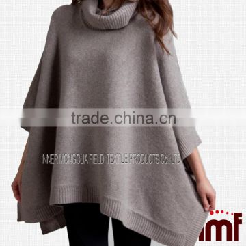 Apricot High Neck Batwing Sleeve Knit Cashmere Sweater/Poncho