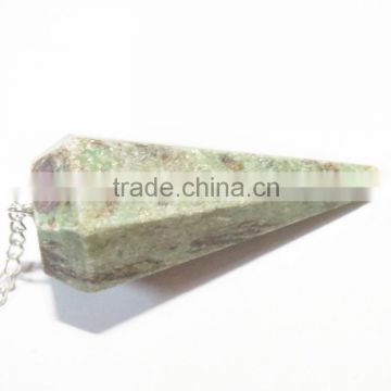 6-Facet Natural Ruby Zoisite Gemstone Pendulums