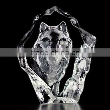 Beautiful crystal wolf carving