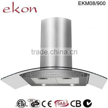 CE GS SAA CB Approved Curved Glass 90cm Wall Mounted Extractor Hood