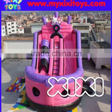 Popular pink color inflatable dry slide for kids