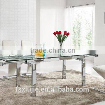 L808G-1 1970s ITALIAN CHROME SILVER GLASS DINING TABLE/DESK/SHOP DISPLAY