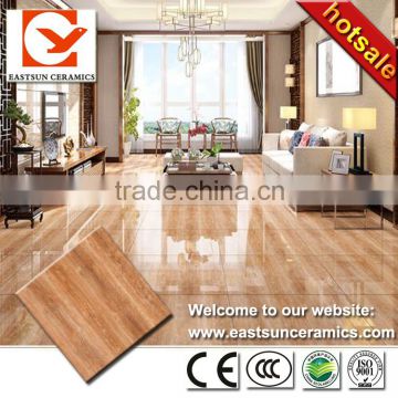 2016 brown wooden designs glazed full polished porcelain floor tiles for living room