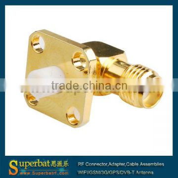 SMA 4 hole panel mount Jack RA with extended dielectric sma jack female socket