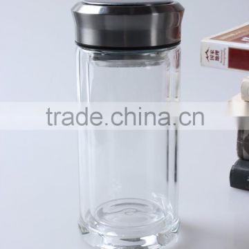 200ML wholesale portable chinese tea style double wall glass water bottle with infuser custom