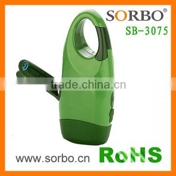 SORBO Outdoor Hand Crank Hot Flashlight with ABS,Dynamo Green LED Torch Light Manufacture