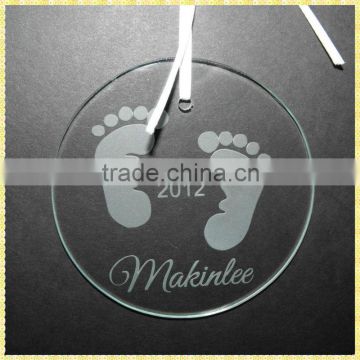 Engraved Wholesale Engraved Clear Glass Flat Ornament For 2014 New Year Gifts