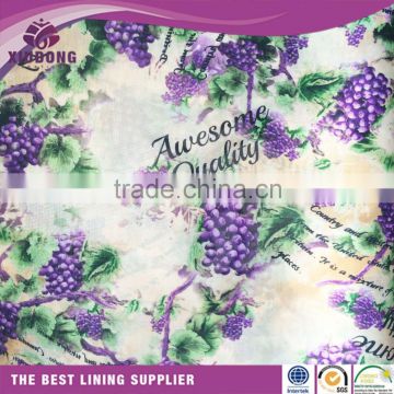 190T/210T printed polyester taffeta fabric/textile lining for clothing/dress/bag