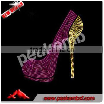 Fashion Hotfix Rhinestones High-Heel Shoe Iron on Transfer Designs for Garment