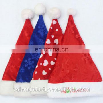 OEM Various Design Colorful velvet Santa Claus Christmas Hat with logo Embroider