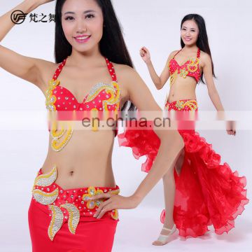 Newest beaded red belly dance outfit