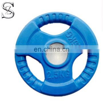 High quality and inexpensive Colorful tri-grips gym equipment rubber weight plate BW2007