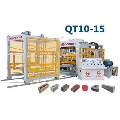 Automatic concrete brick making machine big model QT10-15 ONNOH block machine line paver blcok machine