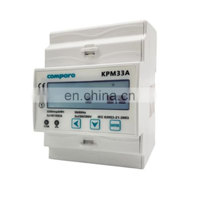 100A 3 phase 4 wire DIN rail kwh meter smart electrical meter manufacturer