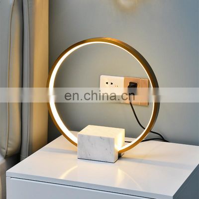 Simple Style LED Table Light With Marble Base Bedroom Bedside Indoor Modern Design Desk Lamp