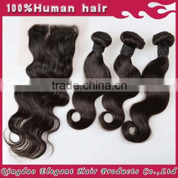 Hotsale virgin hair 100% human hair virgin Indian hair lace closure 4*4